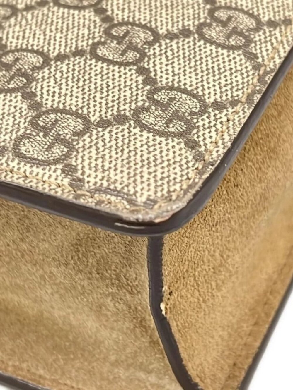GUCCI Dionysus GG Supreme Mini Bag 421970 Beige Ebony Light Brown PVC Suede - Picture 6 of 15